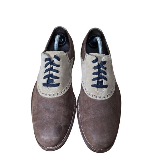 Mens Cole Haan Brown 2-Toned Suede Saddle Oxfords Mens Size 9.5 M Excellent - Picture 3 of 8